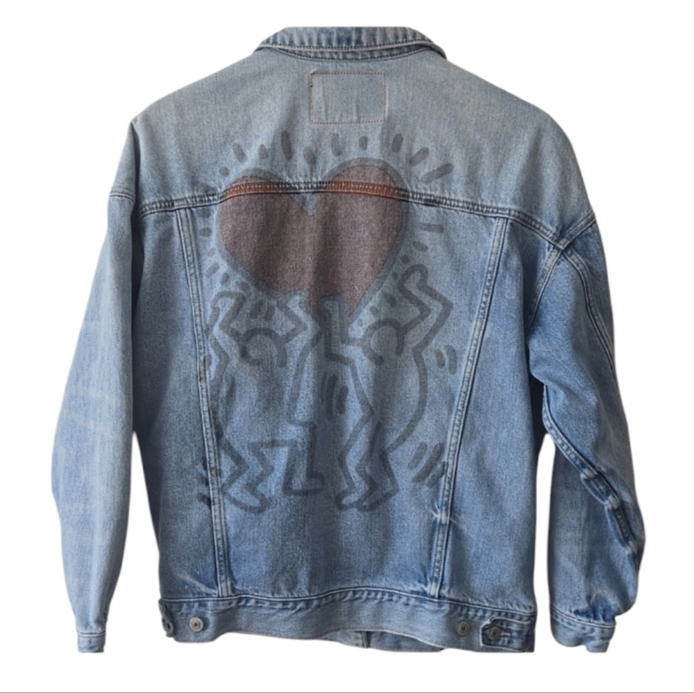 American Eagle X Keith Haring Limited Edition Boyfriend Denim Jacket Womens Sz S
